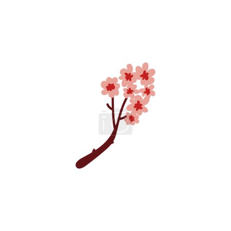 Sakura-Vektordesign. Flache Illustration des Sakura-Zweiges zur Dekoration in Kabuki-Theaterproduktionen. Ideal isolierte Bilder für Theater- und Grafikdesign-Projekte.