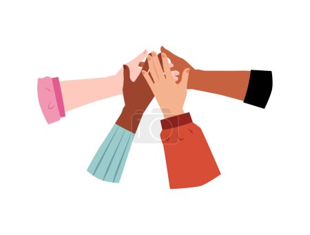 Illustration for Vector illustration on a white background, the concept of equality and freedom reflected through the folded hands of people of different nationalities. - Royalty Free Image