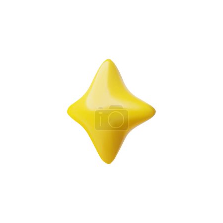 Icono volumétrico de una estrella dorada. Ilustración vectorial 3D en estilo de dibujos animados de una estrella dorada tridimensional con cuatro extremos redondeados, ideal para decorar un diseño navideño sobre un fondo aislado.