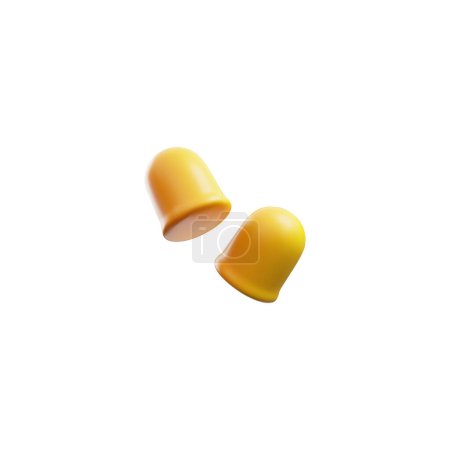 Earplugs. Vector illustration depicting yellow earplugs designed to muffle sound. Cartoon style images on isolated background. Ideal for displaying noise canceling accessories.