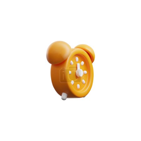 Skurriles 3D-Wecker-Symbol. Vektorillustration eines gekippten gelben Weckers mit übertriebenen Merkmalen, die Dringlichkeit, Wachsamkeit oder Zeitmanagement symbolisieren.