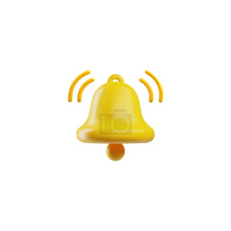 Aktive Benachrichtigung 3D Glockensymbol. Vektorillustration einer gelben Glocke mit Klingelanimation, perfekt zur Anzeige von Alarmen, Alarmen oder Erinnerungen in verschiedenen digitalen Anwendungen.