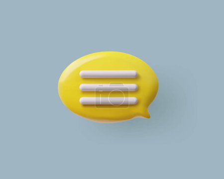 3D-Hochglanz-Sprachblase mit weißen Textzeilen, Chat-Nachricht-Symbol. Vektorvolumen oval mit abgerundeten Ecken Textblase mit Schatten. Render 3D Dialogwolke, Gesprächsfenster, Chatbox