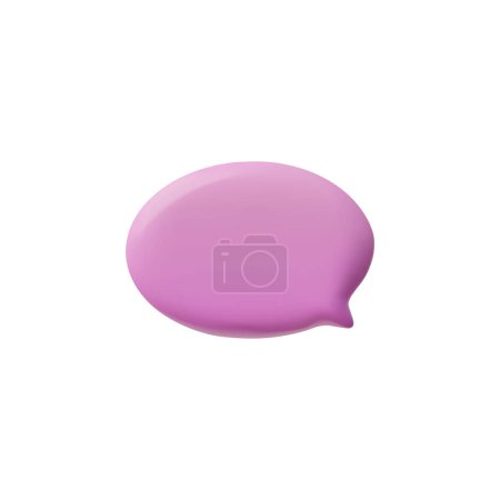 3D glossy pink empty speech bubble vector illustration. Render oval text bubble volume form. Social media chat message icon, dialogue cloud 3d talking window, chatting box, talk blank