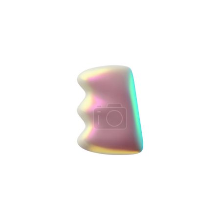 Modern 3D Y2K style icon featuring an abstract profile with iridescent colors. A vector illustration for 90s and 00s trendy designs.