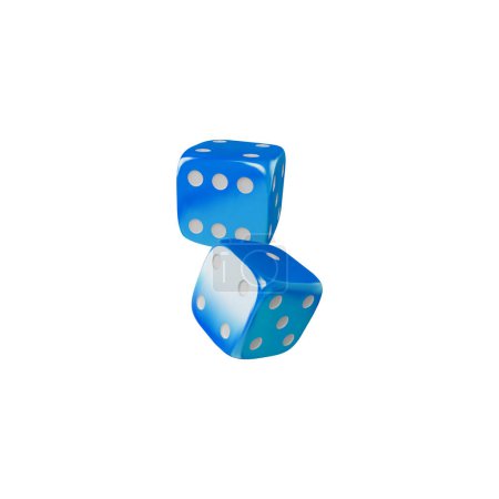 Two game dice falling realistic 3d vector icon. Blue cubes with white dots render illustration isolated. Gambling games volume design, casino and betting, craps and poker, tabletop or board games