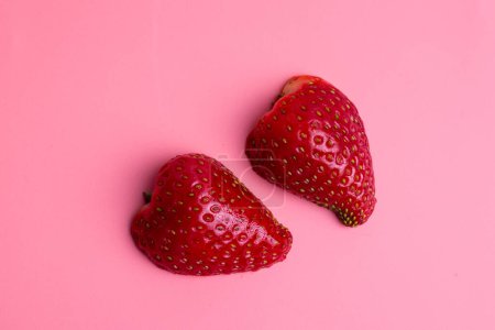 Photo for Close-up fresh strawberry on pink background - Royalty Free Image