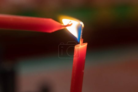 Foto de Burning Praying Stick on Chinese Temple - Imagen libre de derechos