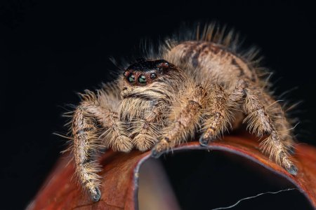 Téléchargez les photos : Macro image de belle araignée sauteuse Hyllus Giganteus à Sabah, Bornéo - Hyllus Giganteus - en image libre de droit