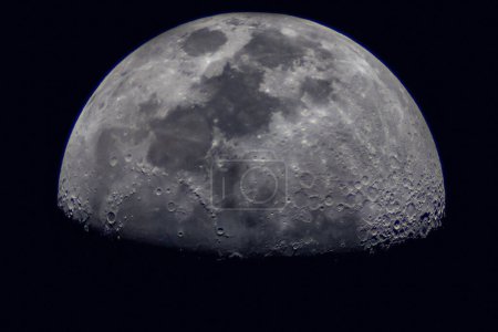 Photo for Surface of the Moon on black background, close up. - Royalty Free Image