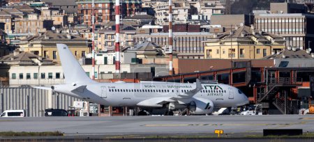 Photo for GENOA, ITALY, FEBRUARY 2, 2023 - Ita airways aircraft in the airport of Genoa, Italy - Royalty Free Image