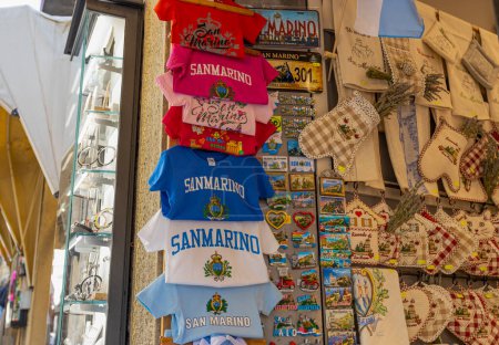 Photo for SAN MARINO, JULY 5, 2023 - San Marino souvenirs in a shop of San Marino, Republic of San Marino, Europe - Royalty Free Image