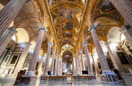 Photo for GENOA, ITALY, APRIL 28, 2023 - Inner of the Basilica of the Santissima Annunziata of Vastato in Genoa, Italy - Royalty Free Image