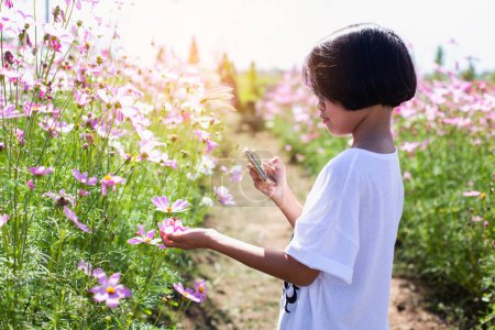 Téléchargez les photos : Prendre une photo belle fleur par smartphone - en image libre de droit