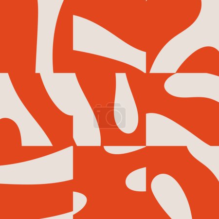 Ilustración de Patrón inconsútil de moda con formas abstractas orgánicas recortadas inspiradas en Matisse en colores neutros, ilustración vectorial - Imagen libre de derechos
