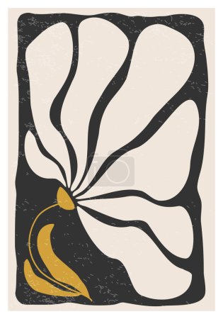 Illustration for Matisse inspired mid century contemporary collage minimalist wall art poster with abstract organic floral shapes - Royalty Free Image
