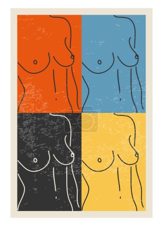 Illustration for Woman naked body line art contemporary abstract minimalist design poster - Royalty Free Image