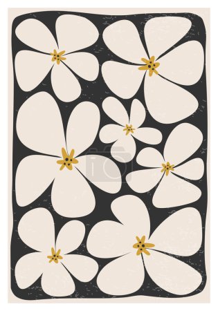 Matisse inspired mid century contemporary collage minimalist wall art poster with abstract organic floral shapes