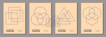 Foto de Set de póster de diseño geométrico minimalista de los años 20, plantilla vectorial con elementos de formas primitivas, estilo hipster moderno - Imagen libre de derechos