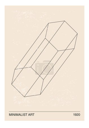 Minimal 20s geometric design poster, vector template with primitive shapes elements, modern hipster style