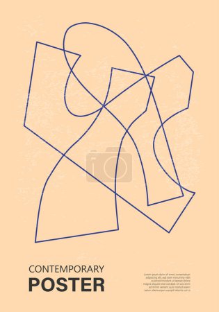 Affiche de conception géométrique minimale 20s, modèle vectoriel avec des éléments de formes primitives, style hipster moderne