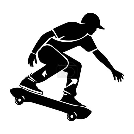 Téléchargez les illustrations : Silhouette patineuse isolée sur fond blanc. Skateboard. Illustration vectorielle - en licence libre de droit