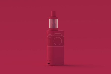 Foto de Cigarrillo electrónico de magenta sobre fondo rojo. Color del año 2023. 3d renderizar - Imagen libre de derechos