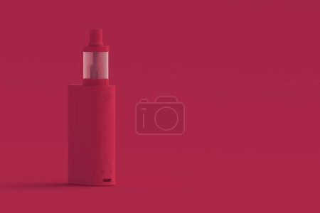 Foto de Cigarrillo electrónico de magenta sobre fondo rojo. Color del año 2023. Copiar espacio. 3d renderizar - Imagen libre de derechos