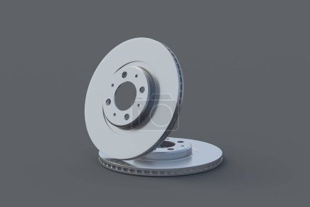 Photo for Brake disks on black background. Spare parts for car service. Automotive components. 3d render - Royalty Free Image