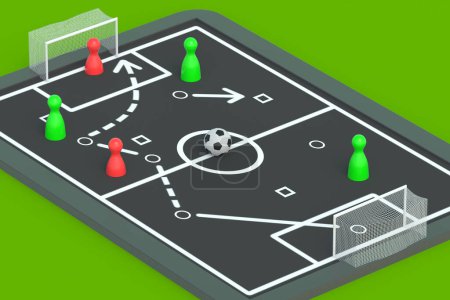Photo for Chalkboard with team tactic. Soccer strategy concept. International championship. Sports education. 3d render - Royalty Free Image