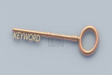 Foto de La palabra clave en la llave. renderizado 3d - Imagen libre de derechos