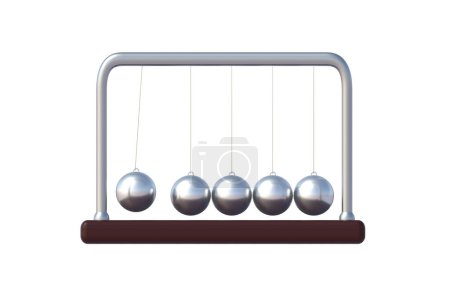 Photo for Newton's cradle isolated on white background. Balancing balls. Kinetic energy. Gravity pendulum. 3d render - Royalty Free Image