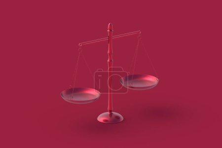 Photo for Justice scale of magenta on red background. Color of the year 2023. 3d render - Royalty Free Image