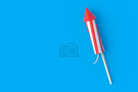 Firework rocket. Party and festival concept. Copy space. Top view. 3d render