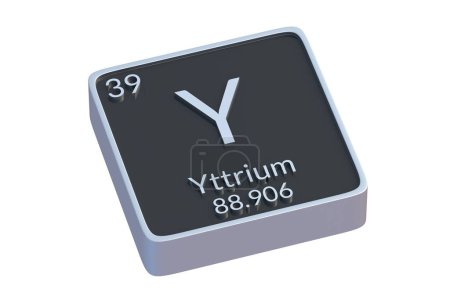 Photo for Yttrium Y chemical element of periodic table isolated on white background. Metallic symbol of chemistry element. 3d render - Royalty Free Image