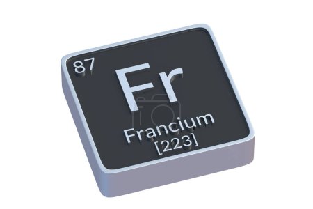 Photo for Francium Fr chemical element of periodic table isolated on white background. Metallic symbol of chemistry element. 3d render - Royalty Free Image