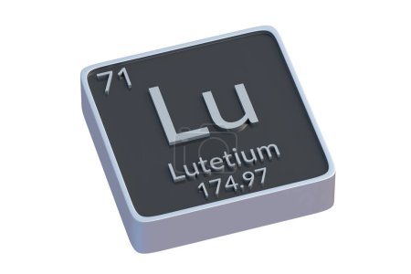 Photo for Lutetium Lu chemical element of periodic table isolated on white background. Metallic symbol of chemistry element. 3d render - Royalty Free Image