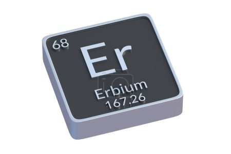 Foto de Elemento químico Erbio Er de tabla periódica aislado sobre fondo blanco. Símbolo metálico del elemento químico. 3d renderizar - Imagen libre de derechos
