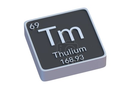 Photo for Thulium Tm chemical element of periodic table isolated on white background. Metallic symbol of chemistry element. 3d render - Royalty Free Image