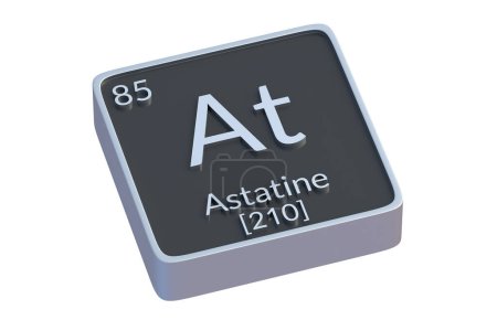 Photo for Astatine At chemical element of periodic table isolated on white background. Metallic symbol of chemistry element. 3d render - Royalty Free Image