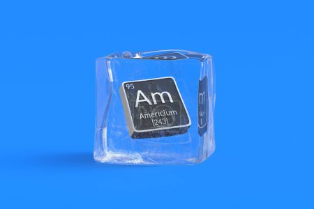 Photo for Americium Am chemical element of periodic table in ice cube. Symbol of chemistry element. 3d render - Royalty Free Image