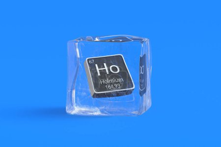Photo for Holmium Ho chemical element of periodic table in ice cube. Symbol of chemistry element. 3d render - Royalty Free Image