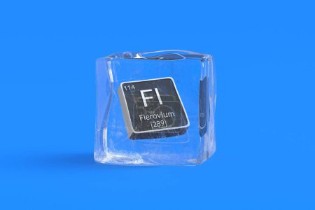 Photo for Flerovium Fl chemical element of periodic table in ice cube. Symbol of chemistry element. 3d render - Royalty Free Image