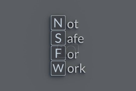 Photo for NSFW Not safe for work metallic inscription. Acronym or abbreviation. Top view. 3d render. - Royalty Free Image