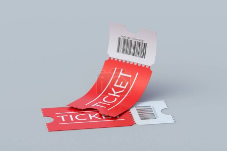 Photo for Curved tickets for cinema, theatre, show and other entertainments. 3d render - Royalty Free Image