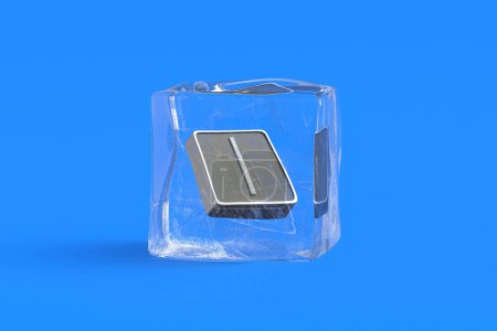 Photo for Isaz rune in ice cube. 3d illustration - Royalty Free Image