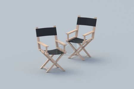 Photo for Two director chairs. Movie industry concept. Cinema production. Professional collapsible armchair. Movie premiere. Equipment for studio. 3d render - Royalty Free Image