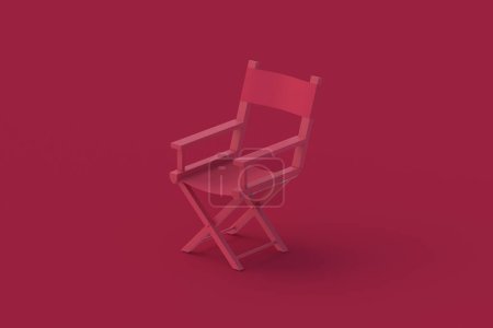Photo for Director chair of magenta on red background. 3d render - Royalty Free Image