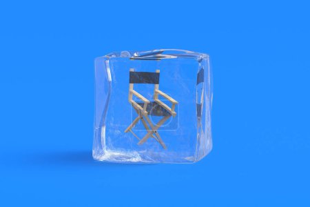 Photo for Director chair in ice cube. 3d illustration - Royalty Free Image