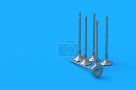 Photo for Set of engine valves. Automotive parts. Spare detail. Car or motorcycle maintenance. Motor repair. Copy space. 3d render - Royalty Free Image